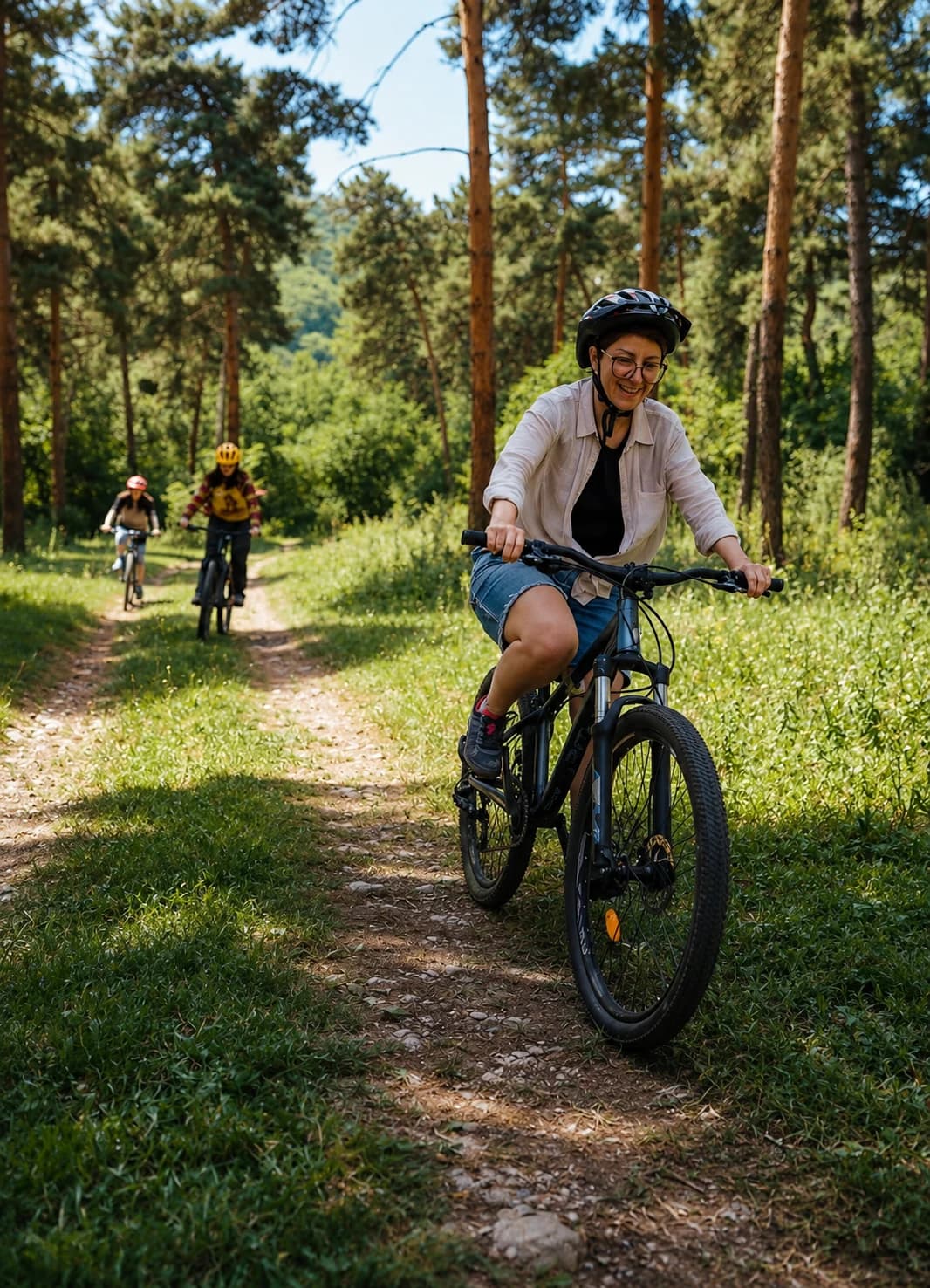 Riders cycling through BooPark forest